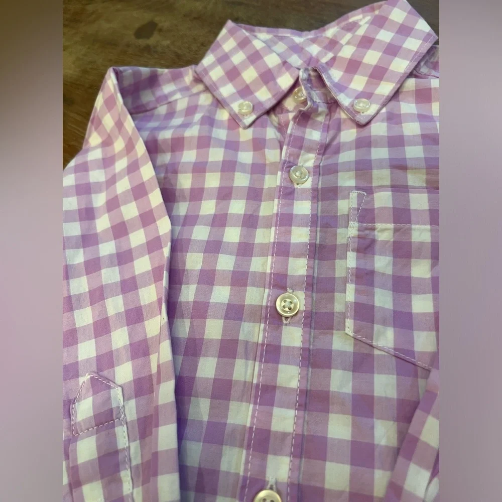 NWT Carters toddler purple‎ and white plaid button down shirt size 2T